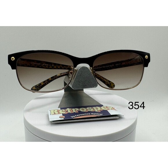 Vintage Y2K Style Sunglasses NOS 2000s Brown Fade Lens Coach HC6098 Black/Gold - Picture 1 of 8